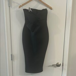 Boohoo Black Strapless Bodycon Cocktail Dress